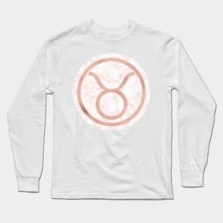 Rose Gold Marble Zodiac - Taurus Long Sleeve T-Shirt